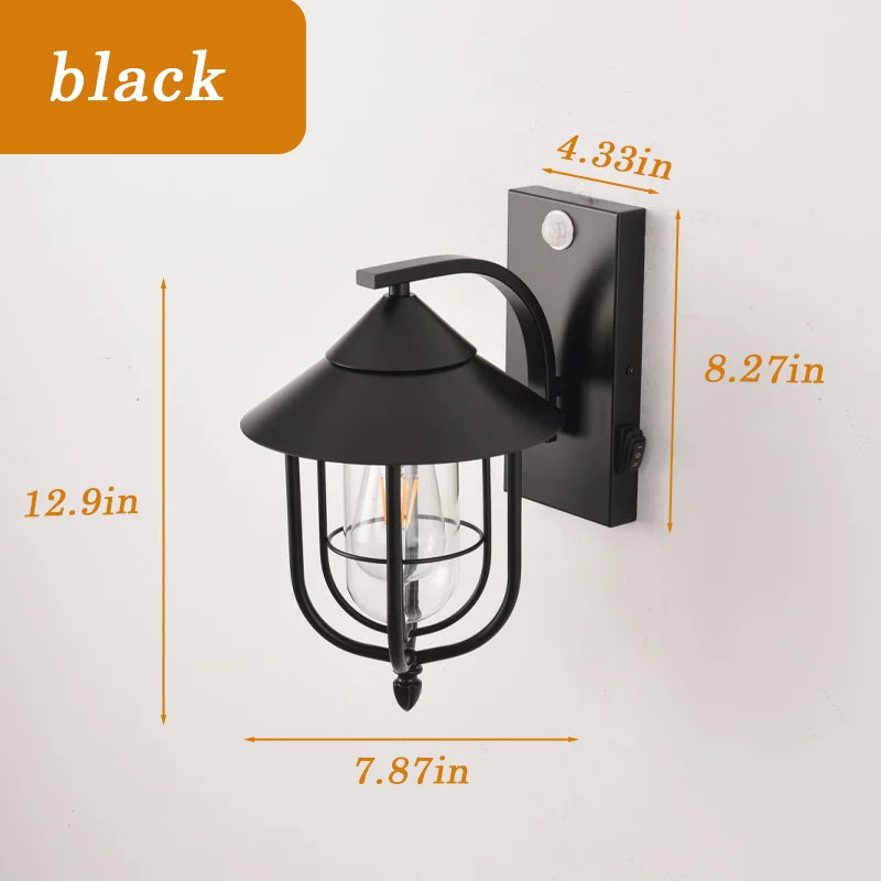 lampe murale extérieure noire classique cage transparente interrupteur mural flux lumineux 249 2000 led