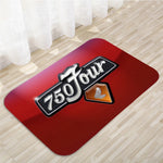 tapis moderne orange noir blanc rouge logo moto motifs floraux antidérapant polyester