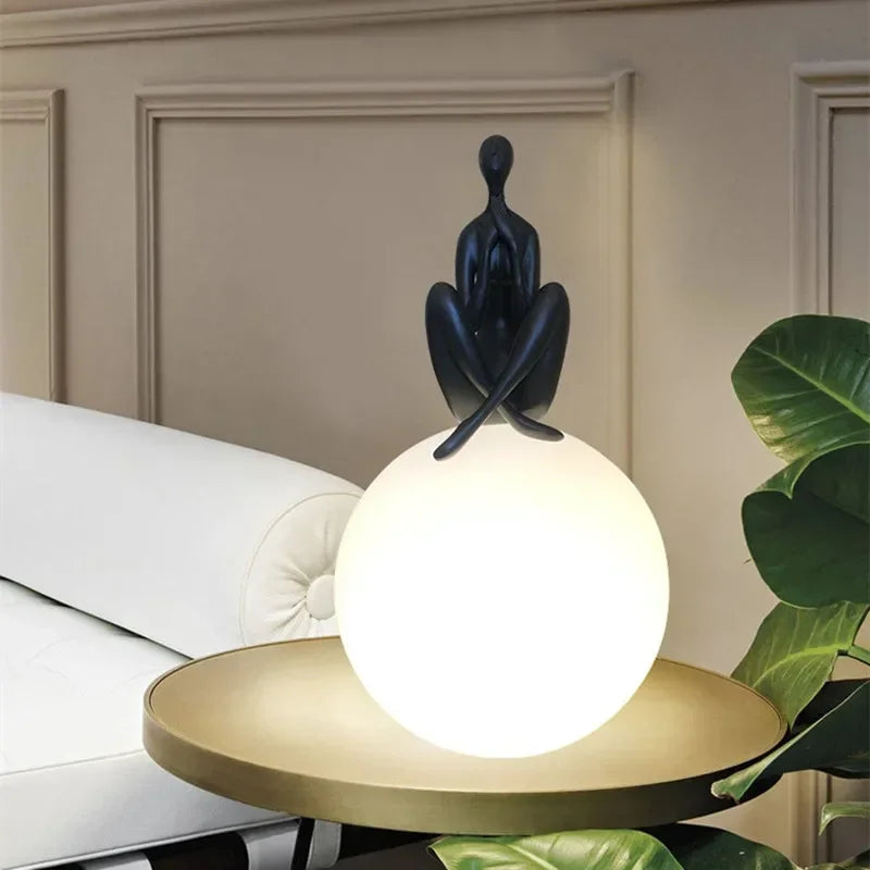 lampe table contemporaine minimaliste rouge noir verre dépoli interrupteur tactile vde ul