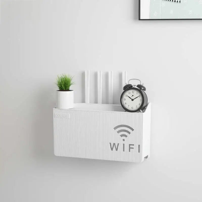 boîte rangement murale blanche rayées moderne adhésive télécommande chargeur câbles salon chambre organisateur