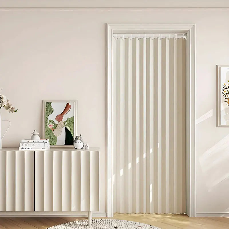 rideau plissé porte intérieure blanc noir gris beige plis verticaux moderne minimaliste tringle