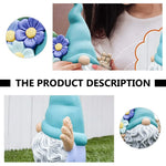 statue gnome bleu turquoise fantaisiste décoration jardin résine fleurs colorées
