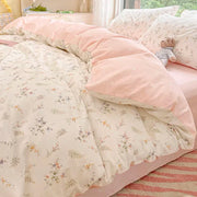 ensemble literie floral rose blanc motifs floraux doux romantique