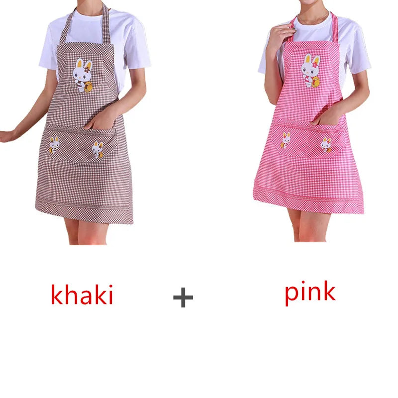 tablier cuisine rose bleu carreaux blancs lapin moderne décontracté poche collier