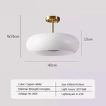 lampe suspendue moderne or blanc brillante verre opaque 28cm diamètre