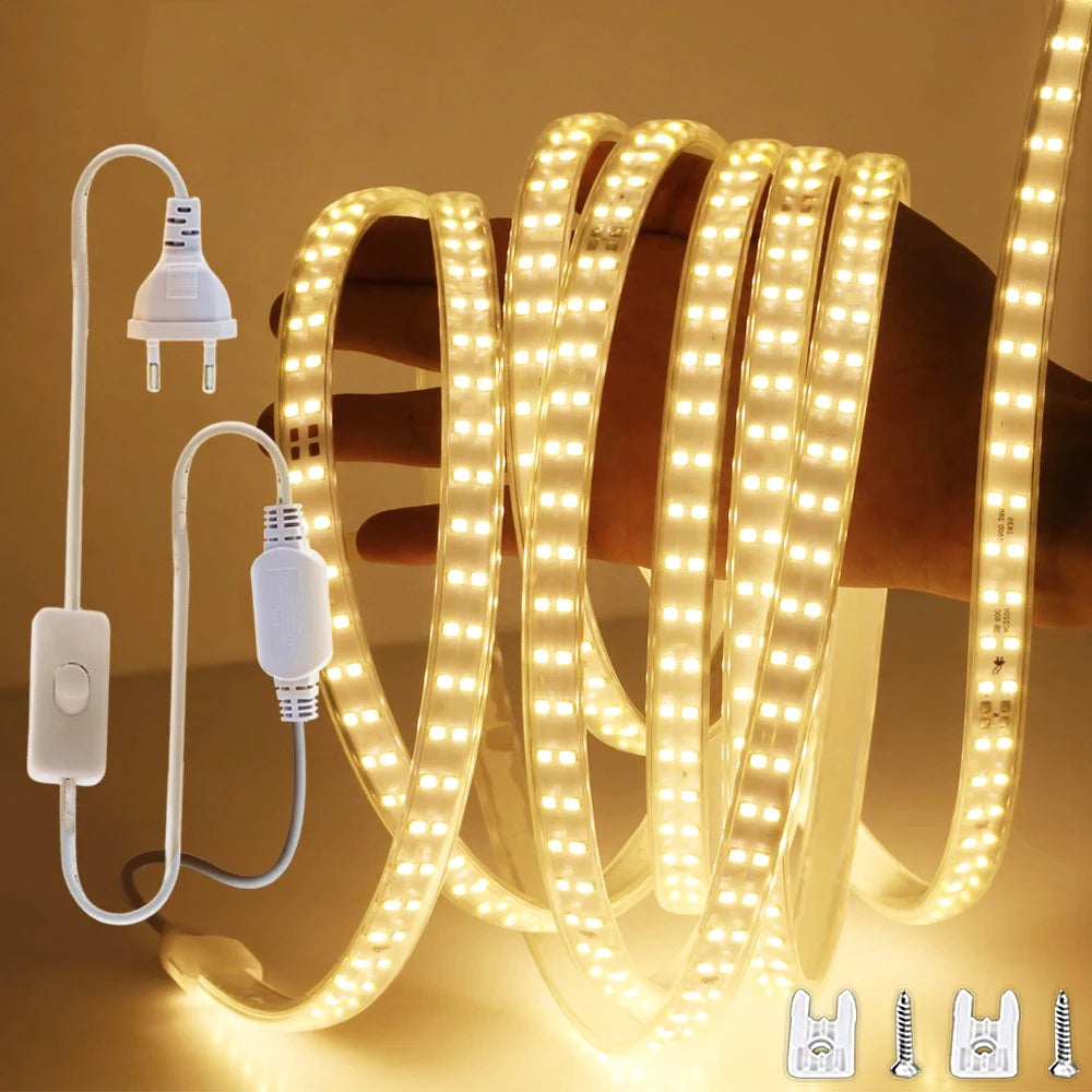 ruban led blanc moderne 220v 20000h étanche 10m 15m 20m clips vis