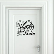 autocollant mural douche gouttes bulles salle bain texte français noir moderne chambre