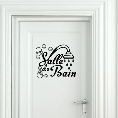 Sticker porte salle de bain français bulle vinyle design