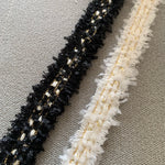 rubans frangés dorés blancs noirs 100 polyester largeur 3cm longueur 2mètres mariage décoration élégante