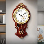 horloge murale bois doré motif floral vintage classique fixation decoration maison