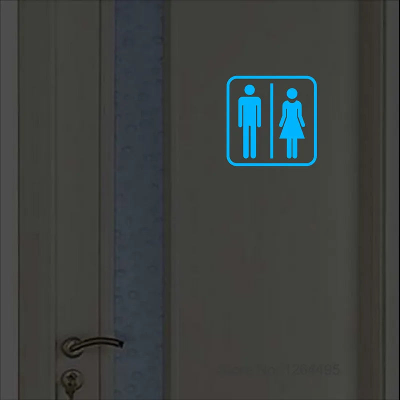 signalétique porte toilettes homme femme autocollant vert bleu orange jaune graphique simple salle bain