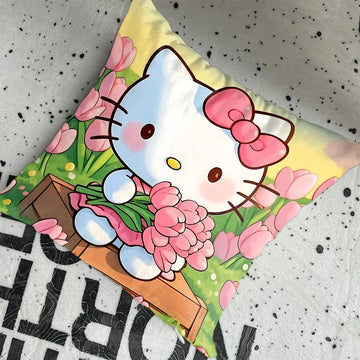 coussin décoratif carré motif hello kitty cartoon canapé lit chaise maison couleur rose