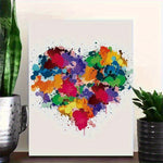 tableau decoratif abstrait moderne multicolore motif coeur sans cadre decoration salon