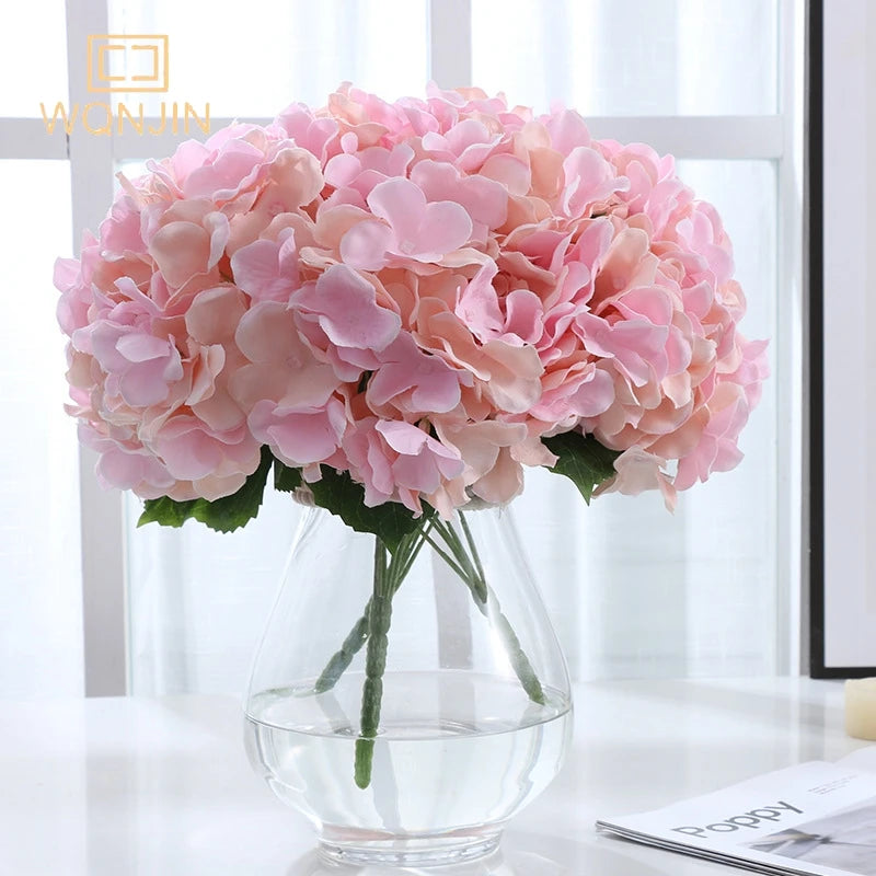bouquet artificiel hortensia bleu rose blanc moderne vase