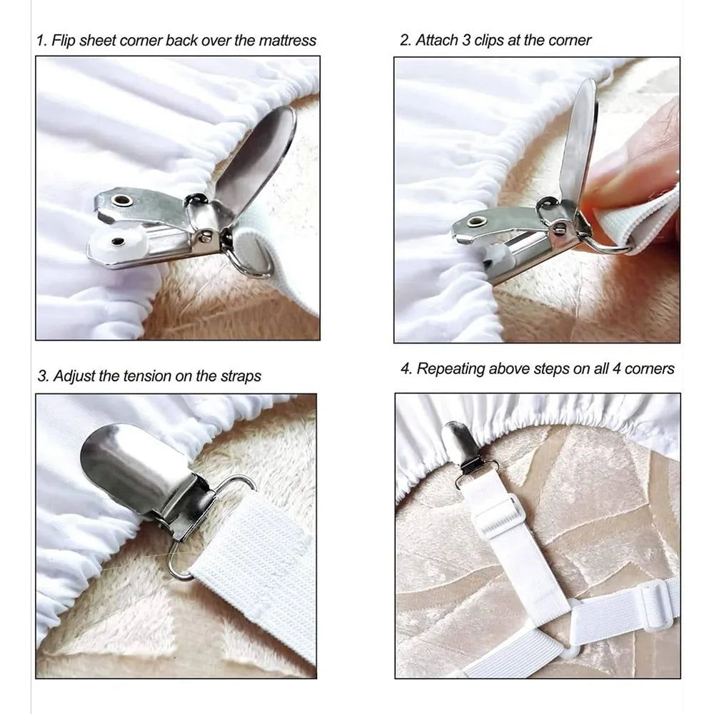 clips literie blanc noir rayures fines moderne clips métalliques rubans fixation pack quatre