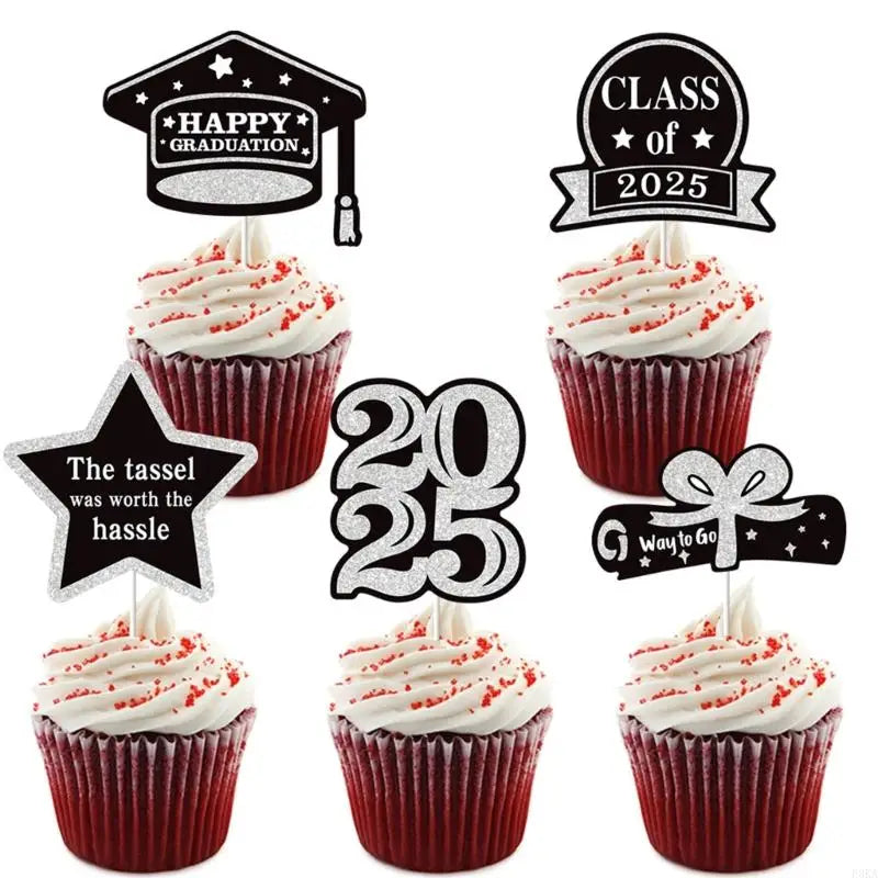 décorations cupcakes fête anniversaire glitter doré noir bleu vert piques messages graduation chiffres