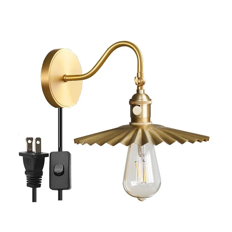 lampe murale industrielle or finition cuivre moderne interrupteur filaire 10 mètres carrés cuisine