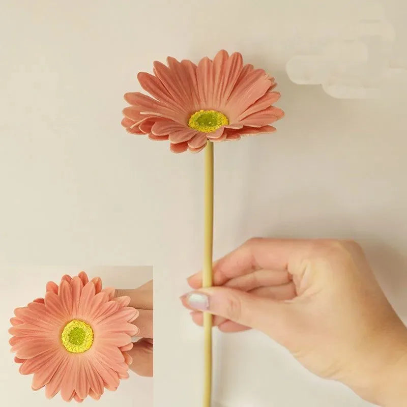 fleurs artificielles gerberas orange rose blanc moderne décoration intérieure vase ruban