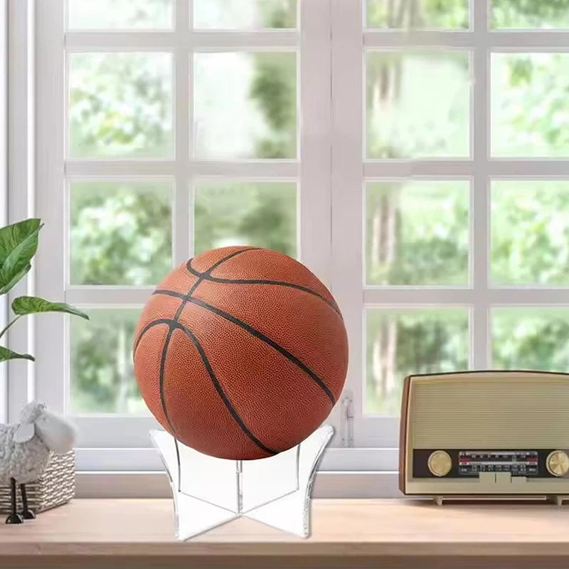 présentoir sportif transparent minimaliste support ballon basket football volley