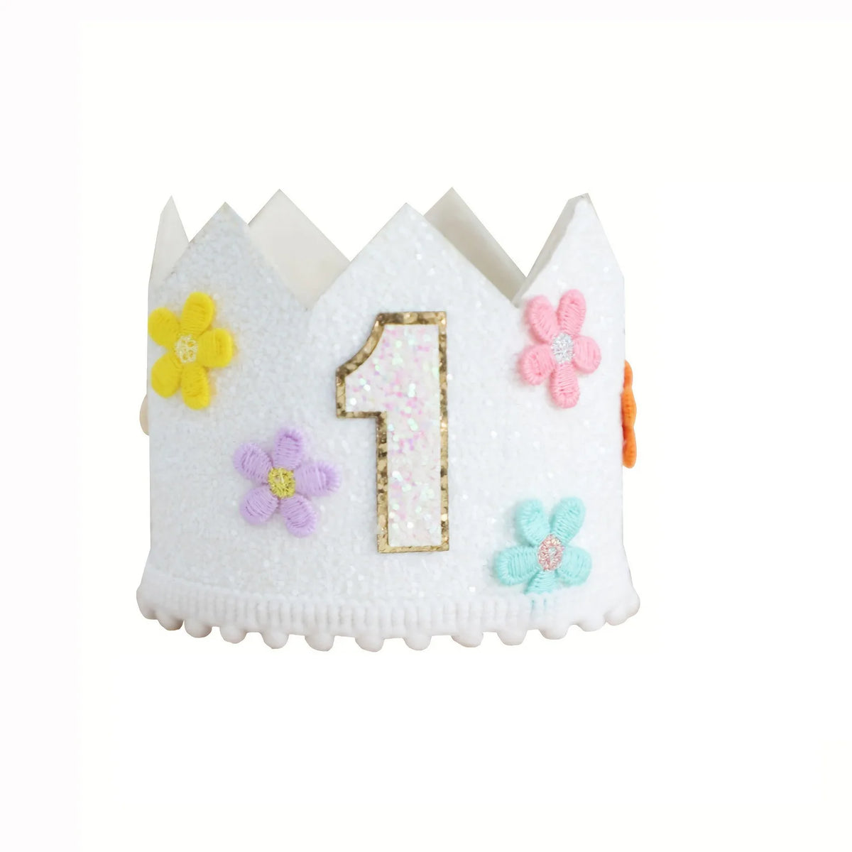 couronne bannière anniversaire fille rose fleurs pompons chiffre décoration fête enfant boho