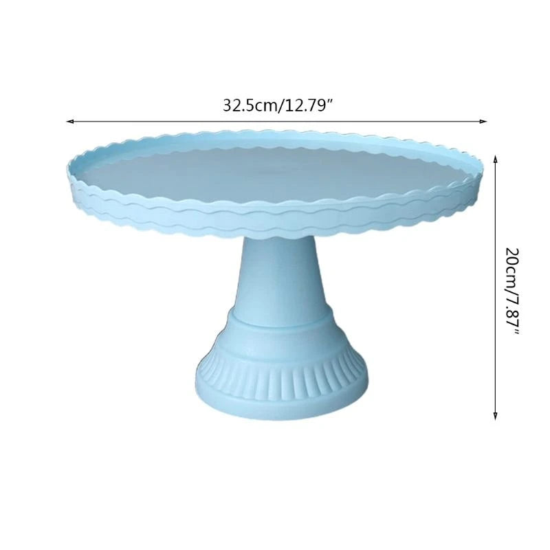 présentoir gâteaux plastique blanc rose bleu bordures ondulées moderne festif anniversaire mariageDecorationTableFestive