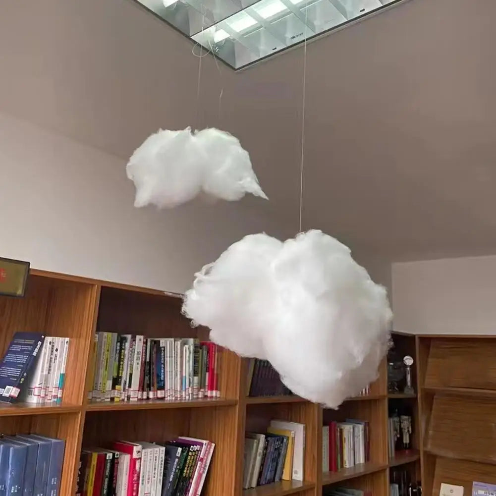 décorations nuages blancs suspendus coton duveteux mariage anniversaire enfantin féérique