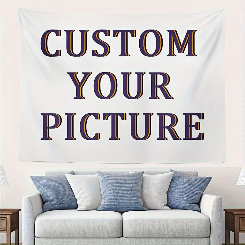 tapisserie personnalisable blanche texte custom your picture moderne clips inclusion