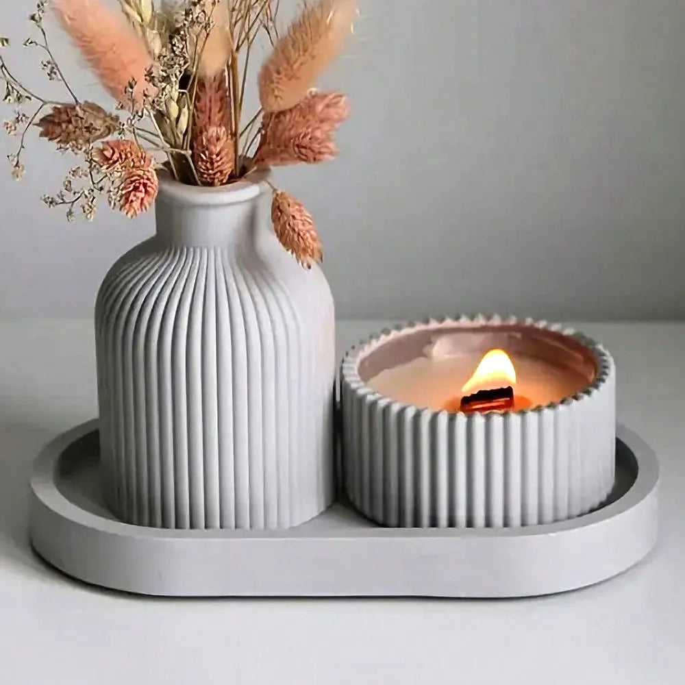 vase silicone bougie blanc rayures moderne arrangement table tổ chứcFLOW (Only the valid 14