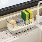 étagère cuisine transparente moderne clips brosse gant nettoyage rangement multifonctionnels