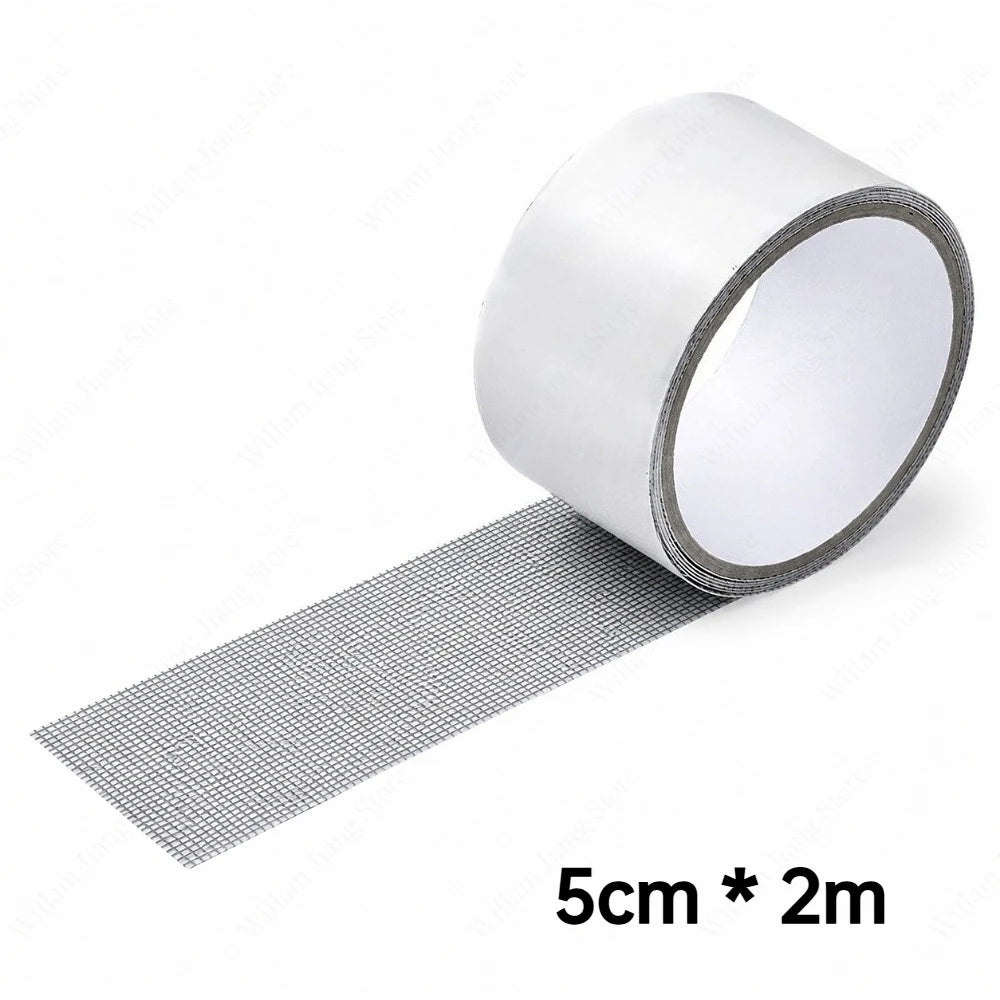 ruban réparation fenêtre maille fine adhésif polyester blanc gris pratique 5cm 2m