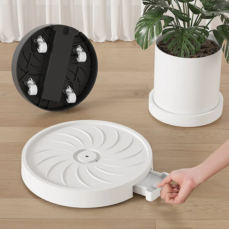 plateau fleur roulettes tiroir blanc gris moderne drainage gravé plastique pp