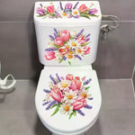 autocollant floral moderne toilette blanc facile poser nettoyer adhésif fleuri