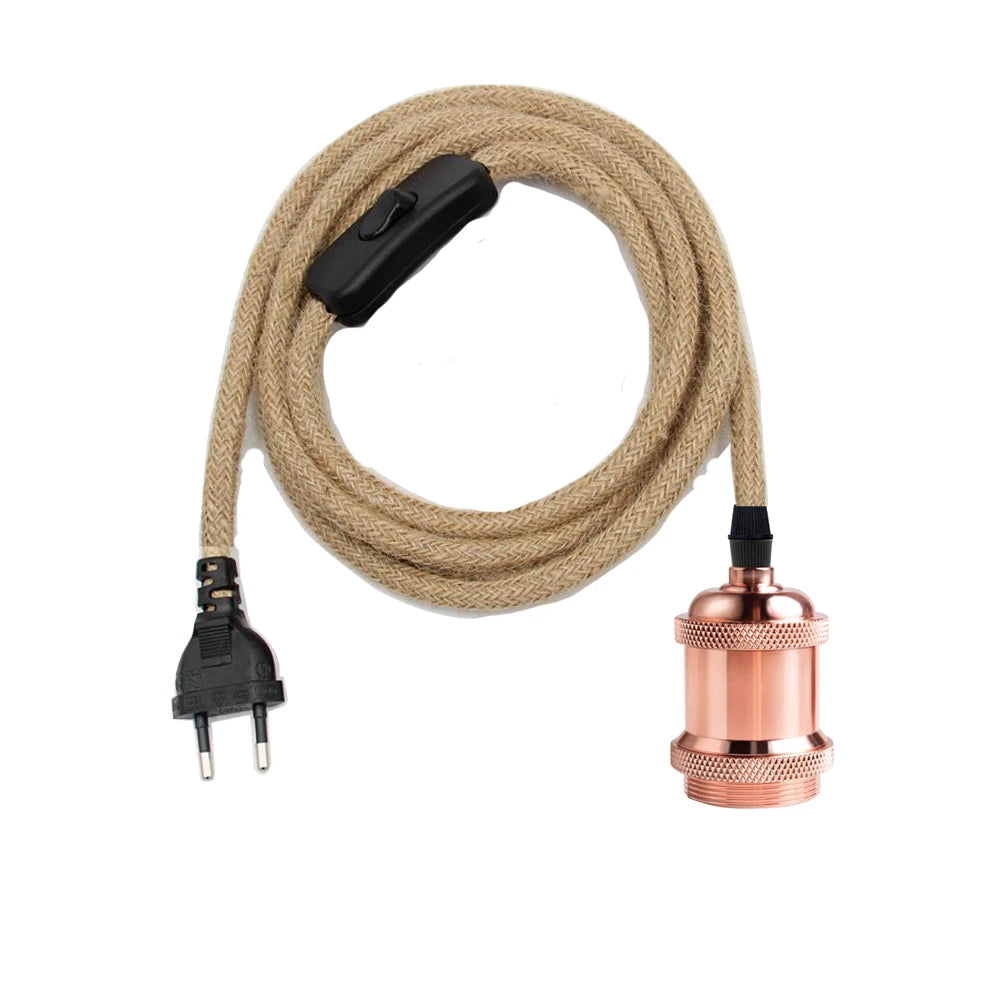 câble électrique suspension 2m 3m interrupteur douille E27 moderne industriel