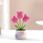 décoration maison tricotée bouquet fleurs artificielles anniversaire baby shower tricolore creative artisanal