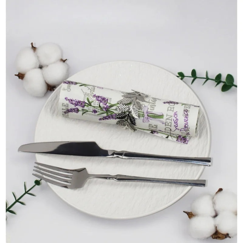 serviettes jetables lavande vintage blanc violet motifs fleurs textes provence