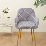 housse chaise moderne adhésive feuilles tropicales noir blanc gris bleu doré elasthanne polyester Jacquard