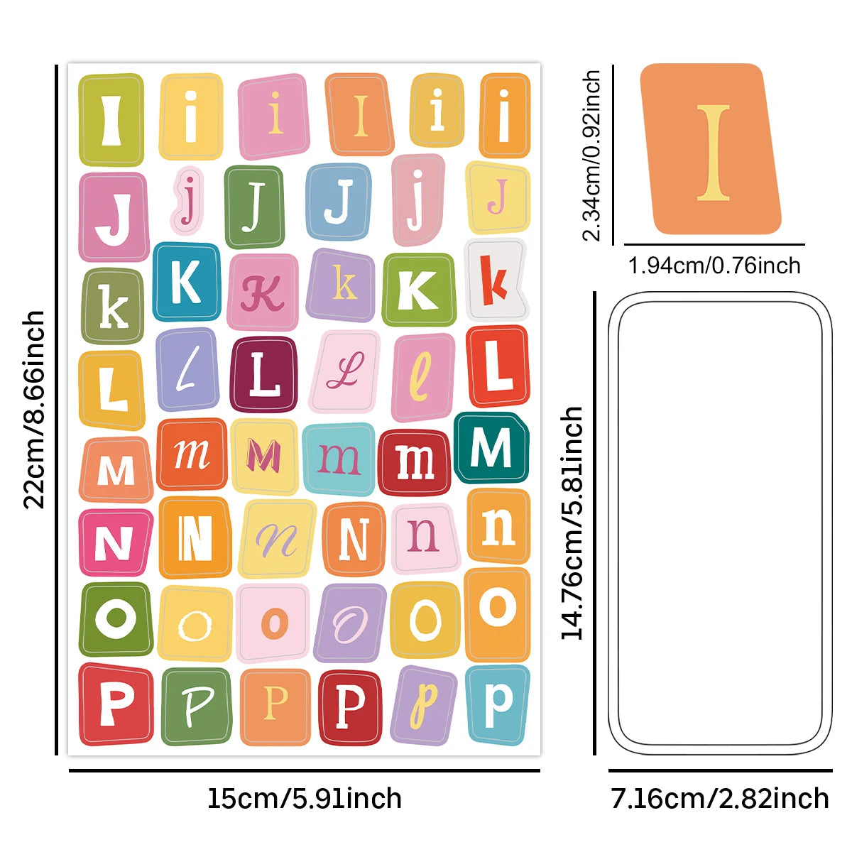 sticker autocollant multicolore lettre chiffre moderne enfantin 192 pièces opaques carreaux journalisation scrapbooking