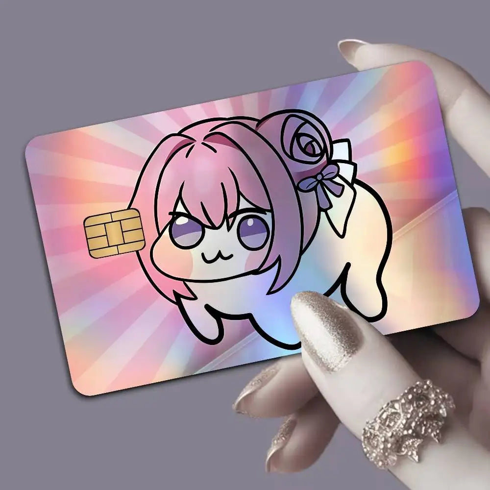 stickers carte bancaire laser waterproof antiusure dessin animé mascotte mignonne adhésifs rembourrables sans résidu