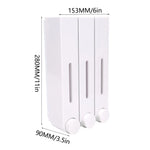 distributeur savon mural rechargeable blanc gris moderne minimaliste adhésif boutons déclenchement fenêtre transparente