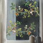 décoration fenêtre sticker floral oiseaux branches feuilles transparente naturelle 52x30cm 23.62x13.78in
