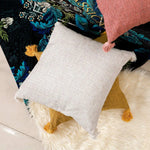 coussin carré moderne texture lin beige clair maison voiture décoration
