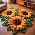 tapis fleurs tournesols roses lys vert jaune marron blanc rose texturé 3d antidérapant polyester