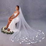 voile mariée blanc fleurs blanches classique bridal prom wedding translucent adult female