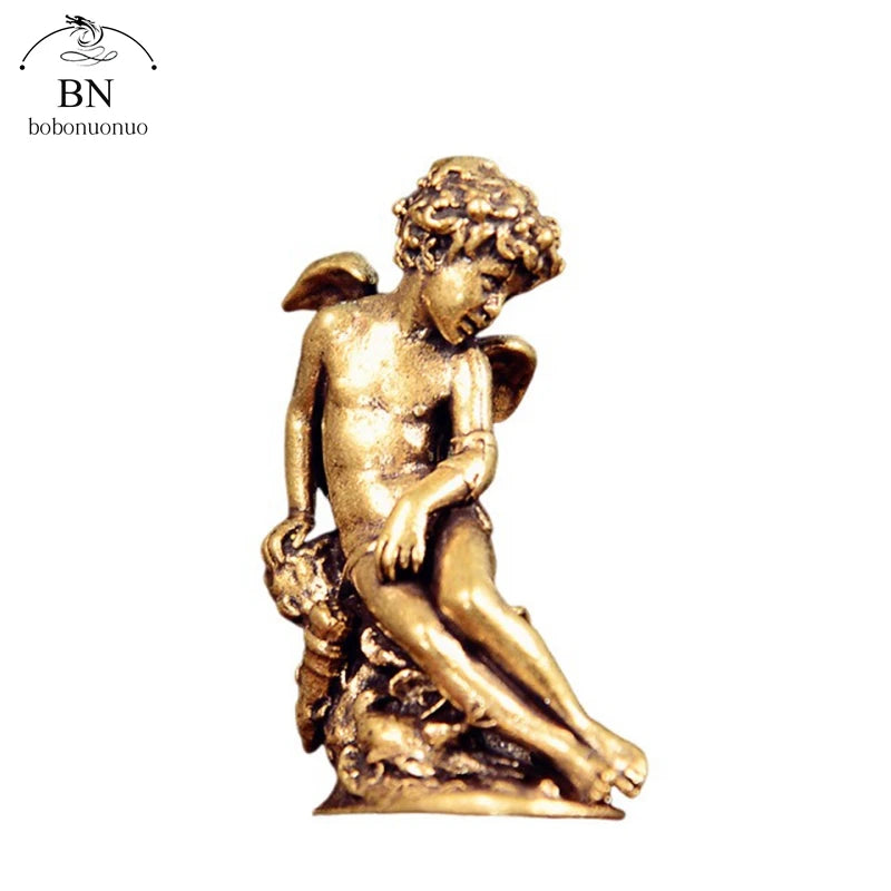 statue ange enfant dorée ailes base végétale renaissance ornement décoration intérieur classique erotique miniature