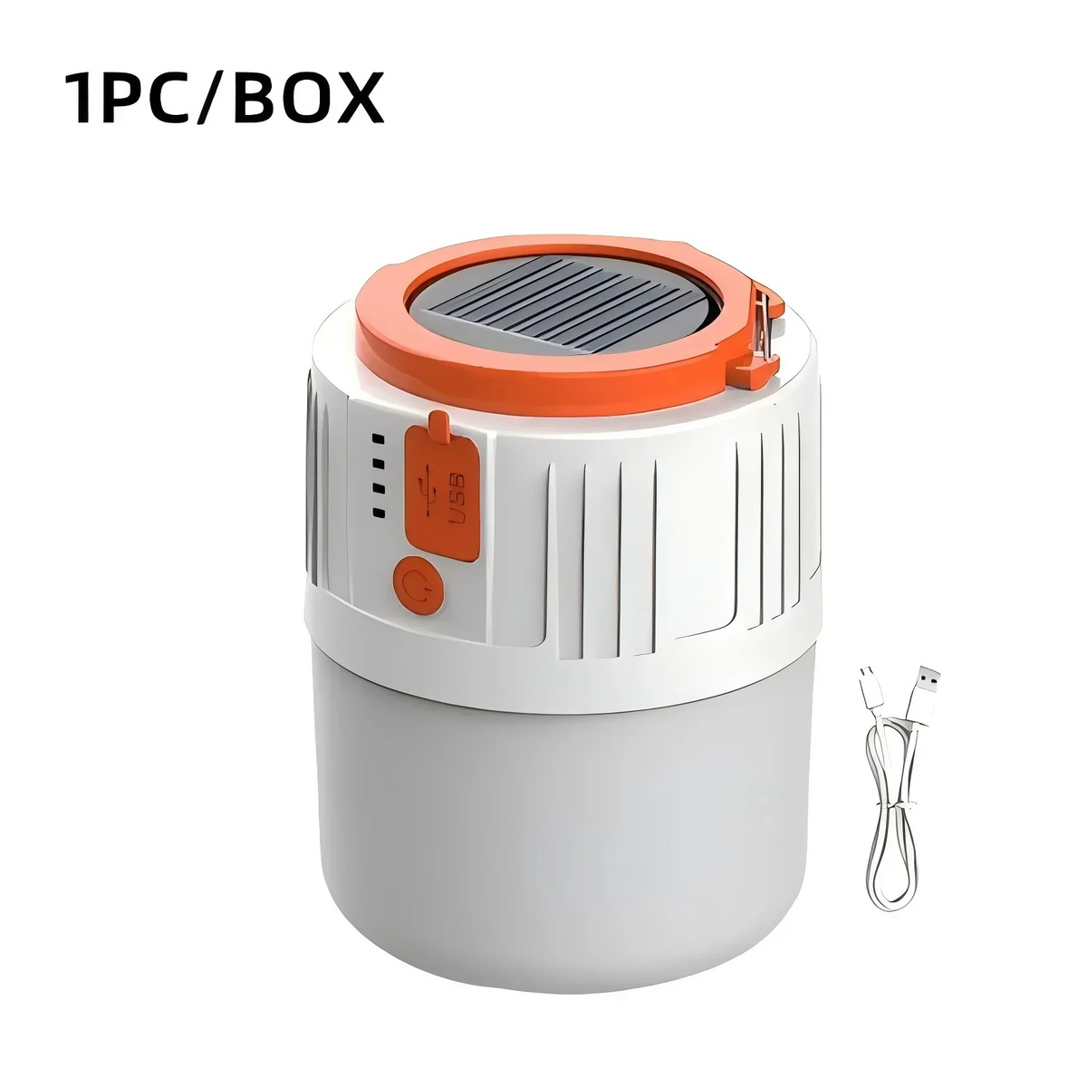 lampe camping solaire blanc orange panneau solaire moderne pratique crochets câble usb rechargeableextérieur barbecues