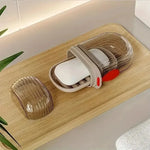 porte savon transparent moderne boîte couvercle plateau drainage gris rouge pratique salle bain