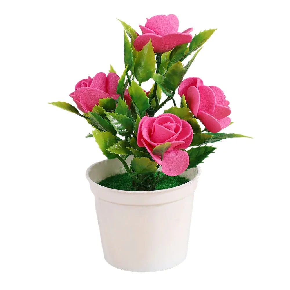 bouquet artificiel roses couleurs variées pot blanc décoration intérieure moderne minimaliste