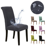 Housse chaise moderne gris foncé rayures horizontales élastique imperméable polyester
