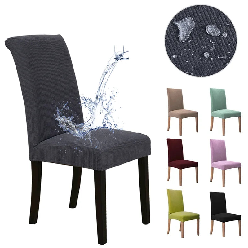 Housse chaise moderne gris foncé rayures horizontales élastique imperméable polyester