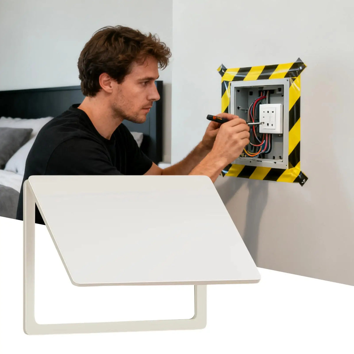 panneau électrique moderne blanc imitation bois imperméable pvc fixations salon cuisine